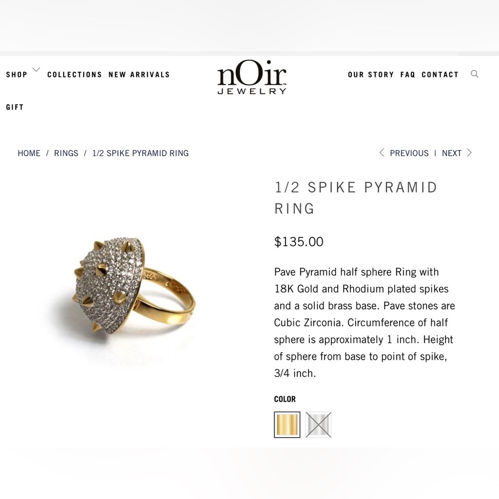 NWT 1/2 SPIKE PYRAMID RING - Picture 3 of 3
